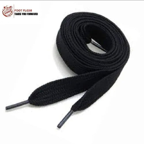 Black shoelaces on a white background with 'Foot Flex' branding.