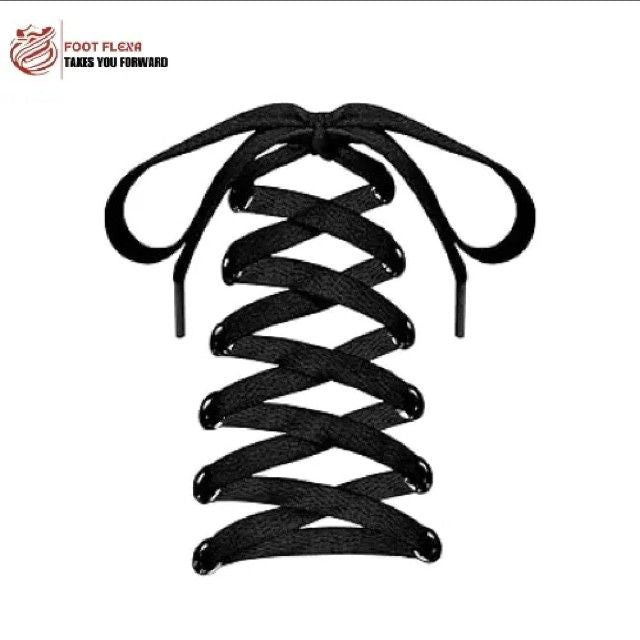 Black shoelaces on a white background with 'Foot Flex' branding.